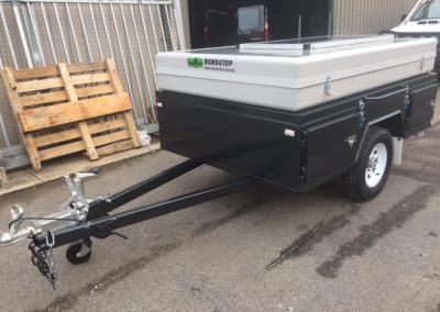 Aluminium Trailer with Lift Up Lid, Access Hatches & a Roof Tent