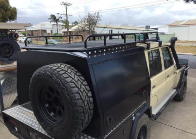 Lift-Off 1300 Long Canopy & Custom Tray on a Land Cruiser